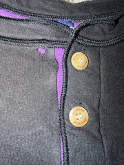 Vintage Duofold Thermal Henley Shirt Large Black Purple Made USA Long Sleeve