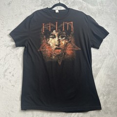 Vintage HIM Band T-Shirt Mens XL Slim Fit Heartagram Rock Emo Goth Punk RARE Y2K