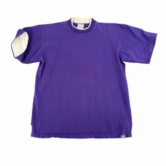 Vtg Purple Cotton T Shirt Lined Sleeves Neck Crew Mens Sz XL Made USA
