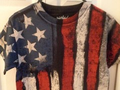 FLAG T-SHIRT FADED DISTRESSED Graphic M USA PRIDE 4th of July Tee MEDIUM Rare