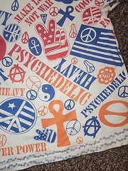 Vintage 80s Peace Love Not War Hippie Psychedelic Single Stitch AOP Shirt Sz XL