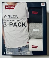 NEW Levi’s Men’s Tees T-Shirts 3 Pack M L White Gray Black V-Neck Cotton V1
