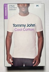 Tommy John Cool Cotton Crew Neck Undershirt Modern Fit – Medium – BLACK – 2-Pack