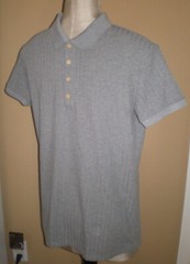 NITAGUT Mens GREY * GRAY Casual Short Sleeve Collared Ribbed Knit POLO Shirt S