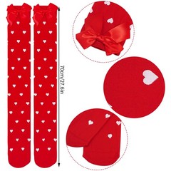 4 Pairs Valentine’s Day Socks With Bows Women Girls Thigh High Stockings Hear…