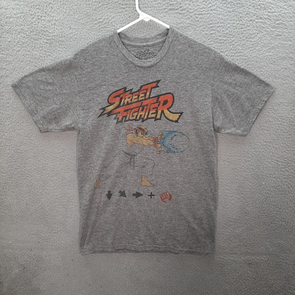 Street Fighter Shirt Adult Medium Gray Retro Video Games Graphic Tee Pop Culture