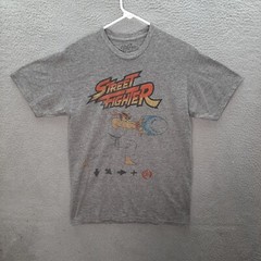 Street Fighter Shirt Adult Medium Gray Retro Video Games Graphic Tee Pop Culture