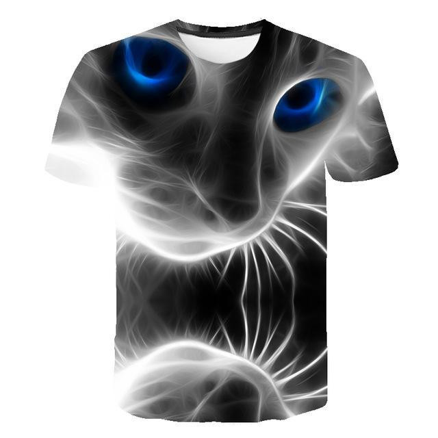 3D Cat Print T-Shirt Unisex Funny Cat Lover Graphic Tee