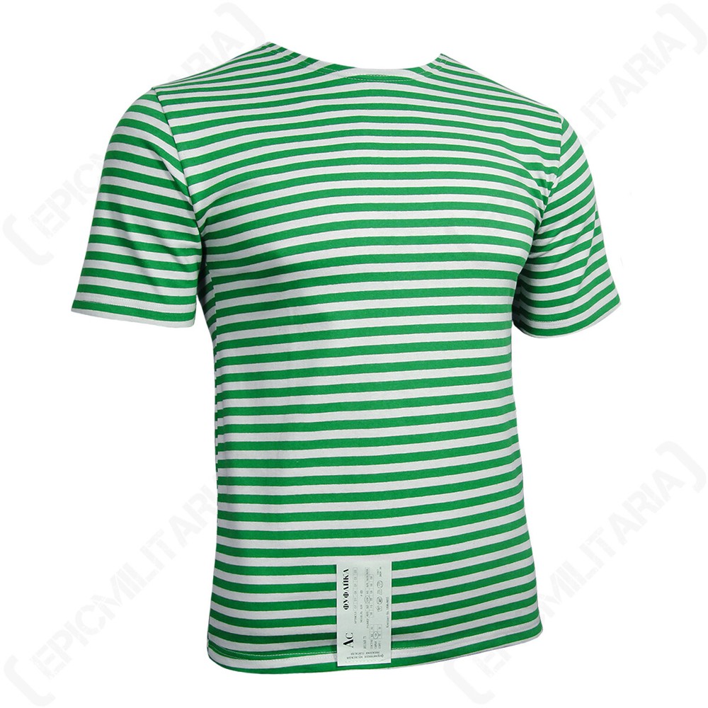 Genuine Russian Border Force Telnyashka 100% Cotton Green Striped T-Shirt