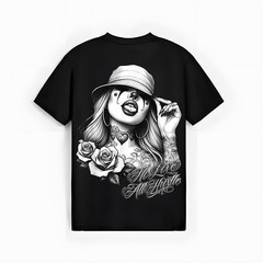 NO LOVE ALL HUSTLE Chicana Payasa Tattoo Chicano Art Chola T-Shirt