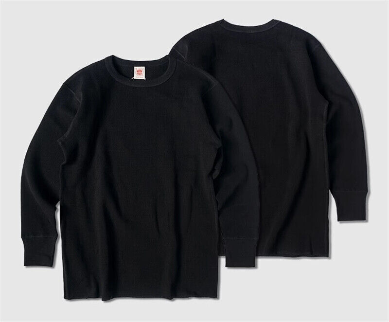 Non Stock Waffle Thermal Shirt 400g Heavyweight Fall Winter Long Sleeve Basic Sh