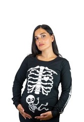Halloween glow in the dark Long Sleeve Maternity shirt Skeleton X-ray reveal top
