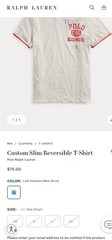 NWT Polo Ralph Lauren Custom Slim Reversible Graphic T-Shirt Gray/Red Mens Sz XL