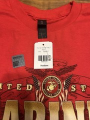 U.S. Marines Marine Gold & Flag T Men’s Red Graphic Crew Neck Tee M