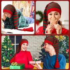 3 Pcs Christmas Knitted Santa Hats Elf Hat Crochet Christmas Beanie Xmas Part…