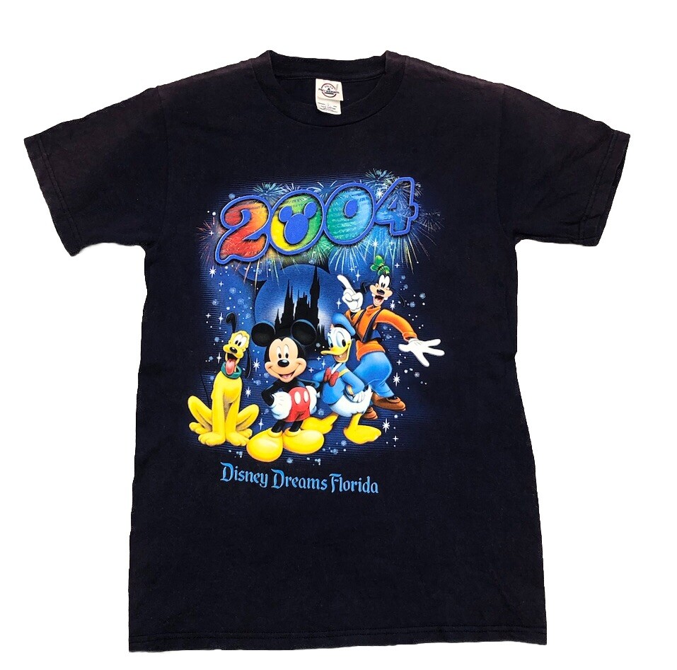 Vintage 2004 Disney Dreams Florida Graphic T-Shirt S Navy Blue Y2K