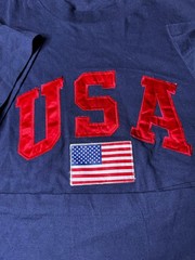 Vintage embroidered single stitch USA flag navy blue and red T-Shirt