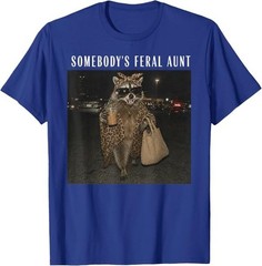 Somebody’s Feral Aunt Raccoon Iced Coffee Sarcastic Animal T-Shirt