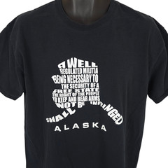 Alaska 2nd Amendment T Shirt Mens Size Large Black A Well Regulated Militia