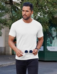 COOFANDY Men’s White Crew Neck T Shirts Cotton Short Sleeve Basic Tee Shirts