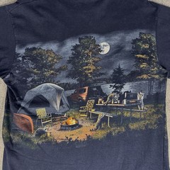 Vintage Art Unlimited Camping T Shirt Size Medium AOP Scenic Night Camp Fire 90s
