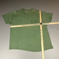 VTG Hanes Ghost Pocket T-Shirt Mens L Green Short Sleeve Cotton Gradient Faded