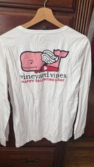 Vineyard Vines Valentine’s Day White S Cotton Long Sleeve Pocket Whale Tee