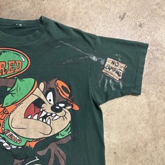 Vintage Looney Tunes Shirt Mens XL Green 90s Taz Camping Nature AOP Cartoon USA