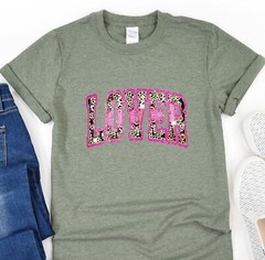 Lover Shirt, Leopard Pattern T-Shirt, Valentines Day Tee, Gift for her