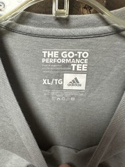 Adidas Go-To Performance Tee Men’s XL TG Gray Blue Logo Athletic T-Shirt