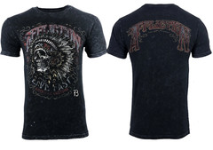 AFFLICTION Men’s T-shirt AC IROQUOIS BLACK LAVA Biker Skull Tattoo MMA S-4XL