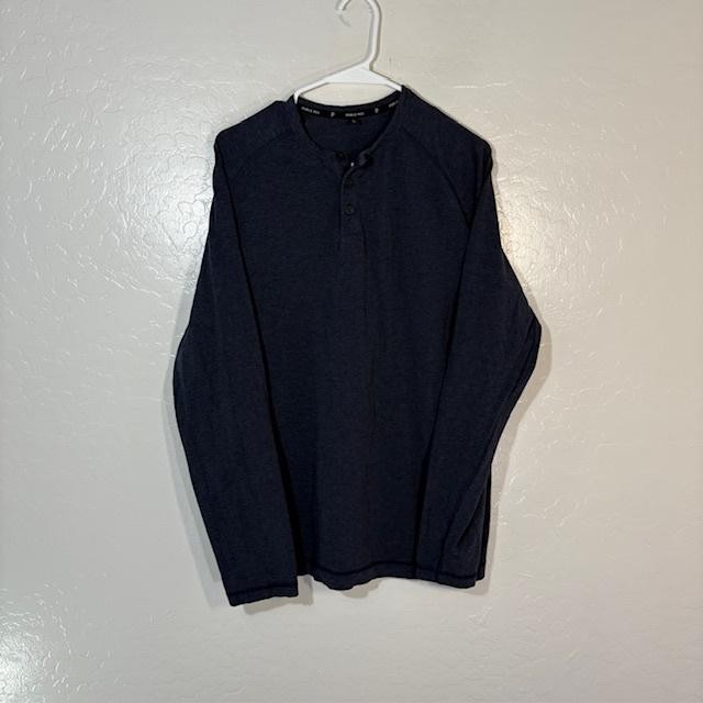 Public Rec Shirt Mens Large Navy Long Sleeve Henley Pima Cotton Stretch Raglan