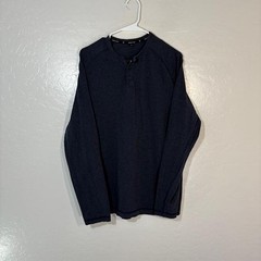 Public Rec Shirt Mens Large Navy Long Sleeve Henley Pima Cotton Stretch Raglan