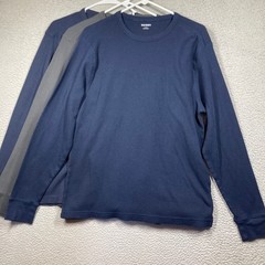 Old Navy Thermal Shirt Mens L Multi 4 Pack Waffle Knit Fair Isle Grey Navy Blue