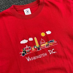 Vintage Washington DC T Shirt Embroidered Delta Magnum Weight L Red 90s y2k