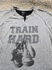 Everlast T Shirt Large Mens Gray Short Sleeve Glove Graphic Pullover