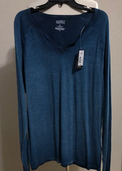 NWT MEN CREMIEUX ( XXL) LONG SLEEVE NOTCH NECK COTTTON TITAN BLUE DENIM SHIRT