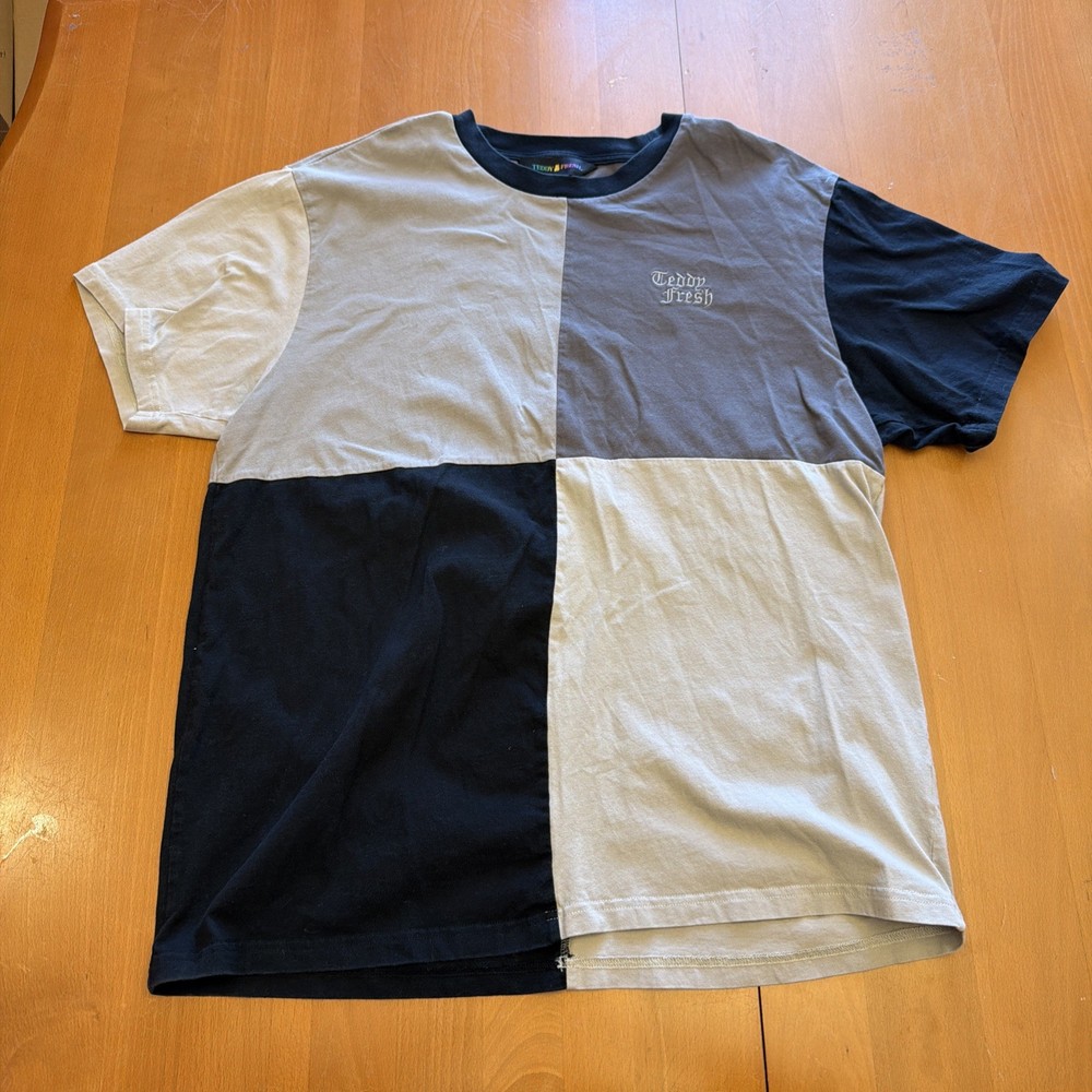 Teddy Fresh Shirt Mens XL Black Grey Sleeve Casual Color Block