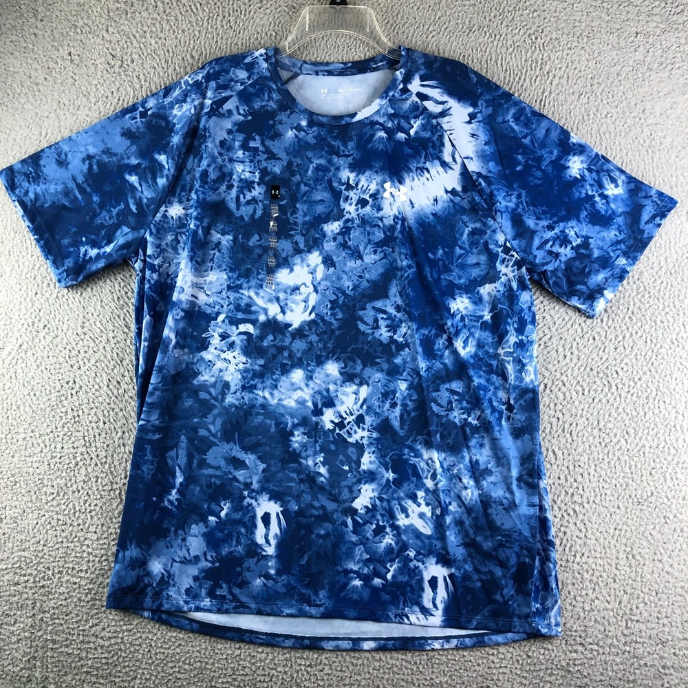 NWT Under Armour Performance Tee Mens 2XL Blue Cloud Dye UA Tech 2.0 Loose Flaw*