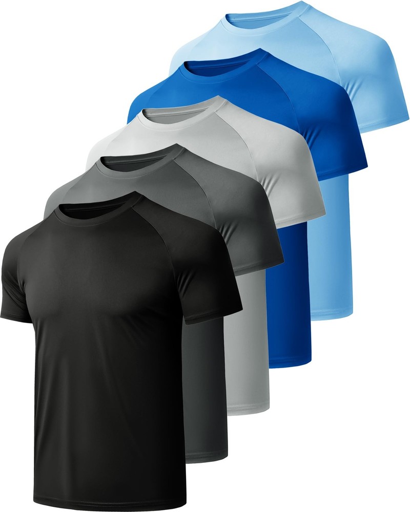 Mens Workout Shirts Quick Dry Performance Short Sleeve Athletic Shirt
