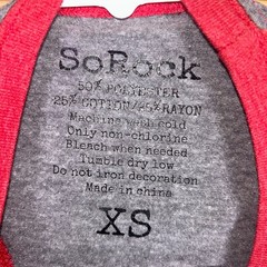 So Rock T-Shirt Mens XS Gray and Red American Flag 3/4 Sleeve Baseball Cut Shirt