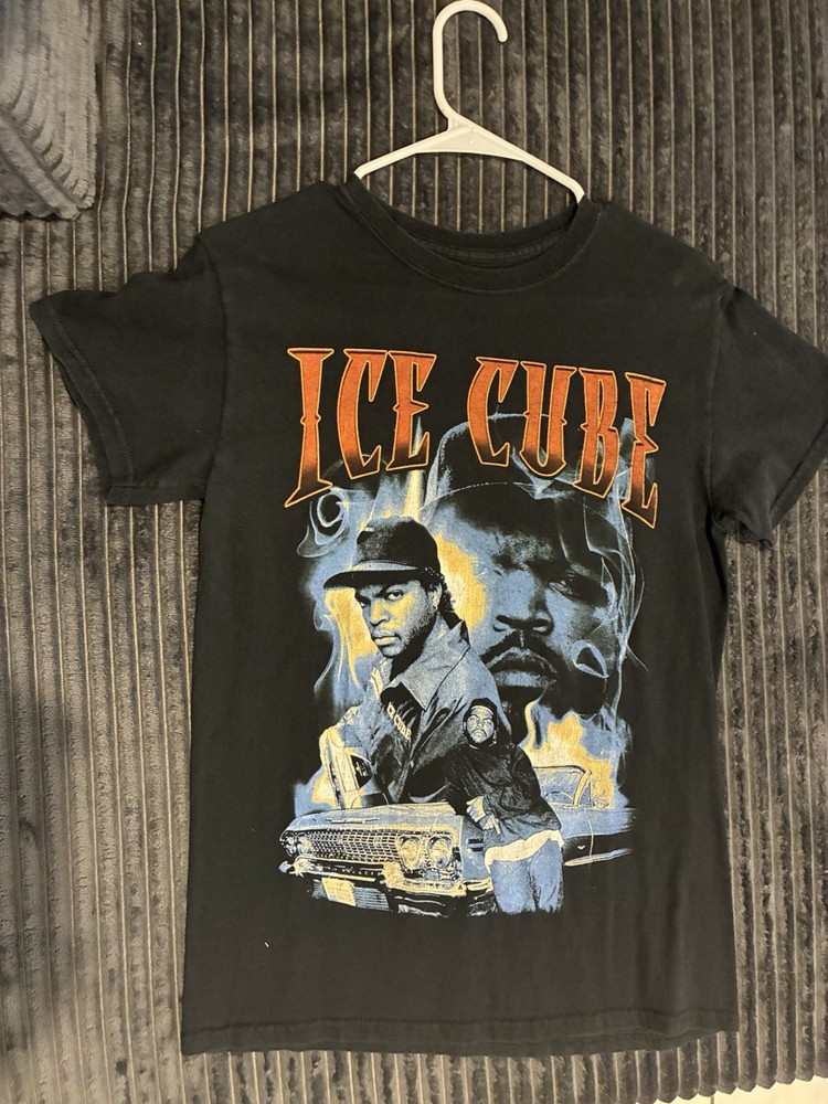 Ice Cube Graphic T-Shirt Mens Size S Black Short Sleeve Crew Neck Tee Hip Hop