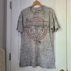 Affliction Freedom Defender Flag Foil T Shirt Sz XL Grey Red Blue Patriotic