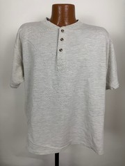 Vintage 90s Ribbed Henley Shirt Men XL Boxy Minimalist Casual Outdoors Midweight