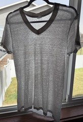 Vtg JC Penney Paper Thin T-Shirt Burnout Work WIP Distressed V Neck 70s 80s M/L