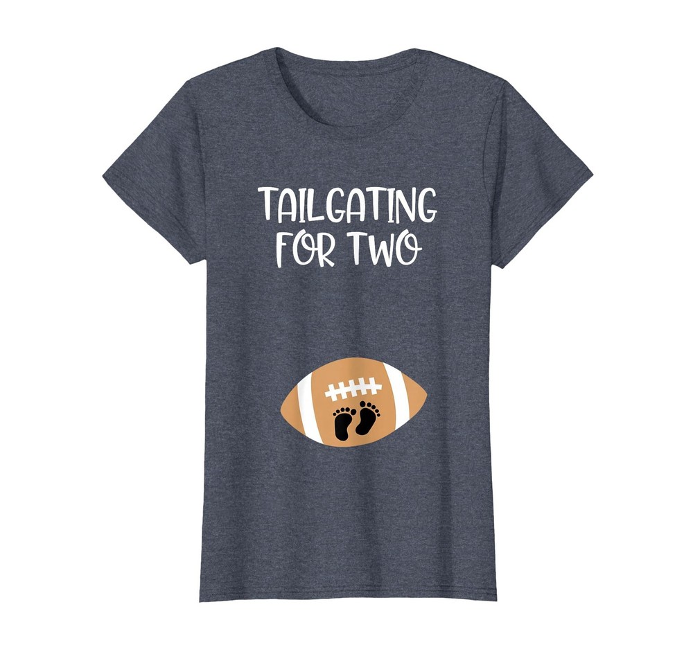 Tailgating for Two Football Game Day Pregnant Expecting Mom T-Shirt, Women, H…