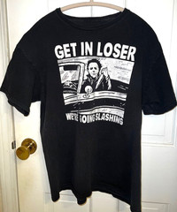 HALLOWEEN “GET IN WE’RE GOING SLASHING” MICHAEL MYERS MENS SMALL BLACK T SHIRT
