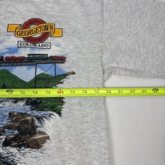 Vintage Steam Train Engine Shirt Men’s L Gray Georgetown Colorado Fall River 90s