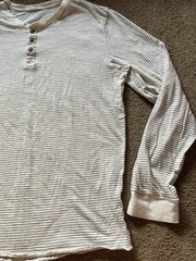 Men’s Marine Layer Long Sleeve Henley Shirt M/L White Striped Cotton Blend