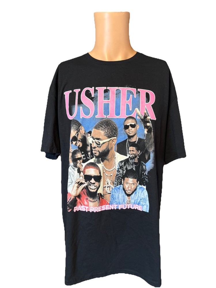 Usher Past Present Future Tour Black Shirt Size 2XL Unisex Adult